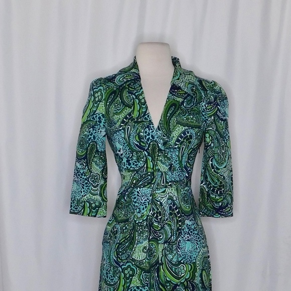 LILLY PULITZER Silk Jersey Knit Blayney Dress Faux Wrap Master Of The House 2 - Picture 4 of 12